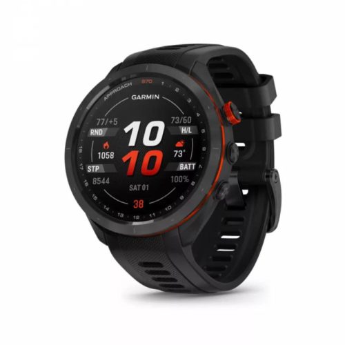 Garmin Approach S70 fekete kerámia, fekete szilikon szíjjal (ED)