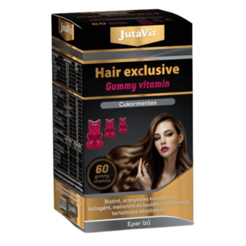 JutaVit Hair Exclusive cukormentes gummy vitamin - 60 db, eper