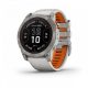 Garmin Fenix 7X Pro Sapphire Solar, titánium, ködszürke-narancs színű szilikon szíjjal