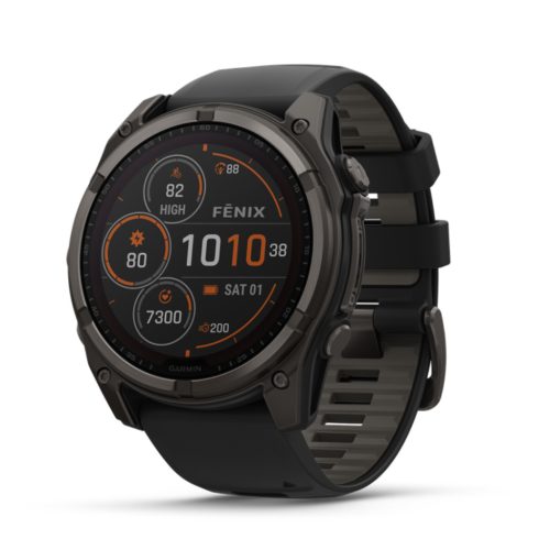 Garmin Fenix 8 51mm SOLAR - Sapphire, karbonszürke DLC titanium, fekete/sötétszürke szilikon szíjjal (ED XD)