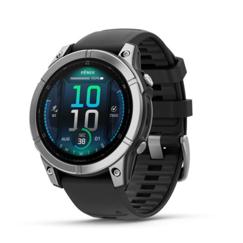 Garmin Fenix E 47mm - acél, fekete szilikon szíjjal (ED)