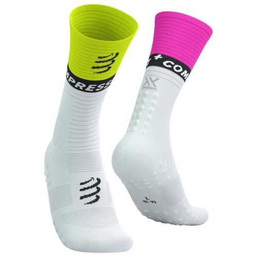 Compressport Mid compression V2.0 zokni fehér/sárga/rózsaszín