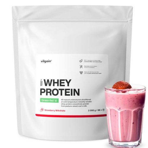 Vilgain Grass-Fed Whey Protein fehérje 2000 g Epres milkshake