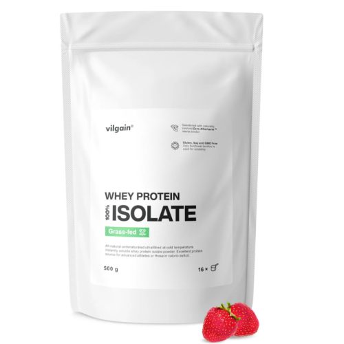 Vilgain Grass-Fed Whey Protein Isolate fehérje 500 g Eper