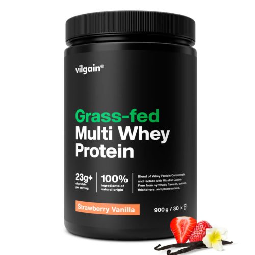 Vilgain Grass-Fed Multi Whey Protein fehérje 900 g Eper vanília